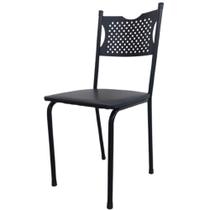 Cadeira para Cozinha MC Tubular Almofadada Estrutura Preta com Assento Preto