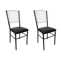 Cadeira para Cozinha Preta com reforço assento com rebaixe preto encosto de grade 2 Unidades Cadeira para Cozinha Preta com reforço assento com rebaixe preto encosto de grade 2 Unidades
