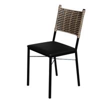 Cadeira Para Cozinha Preta Ratan Cappuccino Assento Estofado - Don Castro Decor