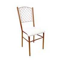 Cadeira para Cozinha reforçada cor Cobre assento branco encosto de grade