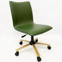 Cadeira para Escritório Amanda cor Verde Oliva base cor Dourado Fosco com regulagem de Altura