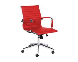 Cadeira para Escritório Esteirinha Diretor Vermelha em material sintético Base Giratória Cromada Modelo Charles Eames Marca - Bering