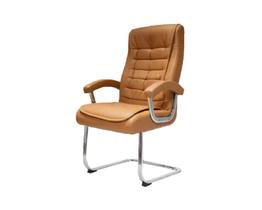 Cadeira para Escritório Luxo Assento em PU Cor Caramelo Base Fixa Cromada - Marca Bering