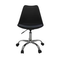 Cadeira Para Escritório Office Luiza Ergonômica Giratória Base Cromada e Rodízios em PU Rivatti