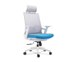 Cadeira para escritório Presidente com assento estofado azul com ajuste de altura e apoio de cabeça com ajuste de altura Marca - Bering