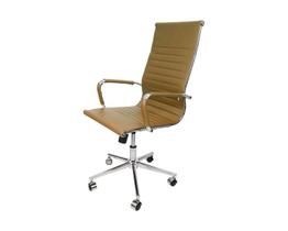 Cadeira para Escritório Presidente Esteirinha Bege em material sintético Base Giratória Cromada Modelo Charles Eames Marca - Bering