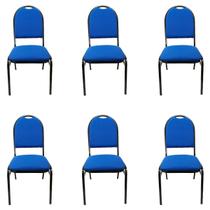 Cadeira para Evento Empilhável com Reforço e Puxador encosto redondo estofado cor Azul 6 Peças