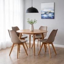 Cadeira Para Jantar Cozinha Saarinen Leda Design Wood Base Madeira Nude