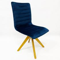 Cadeira para Jantar modelo Jaque Gomada Veludo Azul Marinho base madeira giratória Cadeira para Jantar modelo Jaque Gomada Veludo Azul Marinho base madeira giratória
