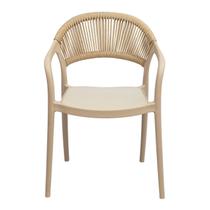Cadeira para Jardim com Braços e Encosto em Ratan Sintético Polipropileno Juna Bege Cadeira para Jardim com Braços e Encosto em Ratan Sintético Polipropileno Juna Bege