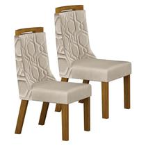 Cadeira para Mesa de Jantar Ágata MDF Kit 2 Peças Freijó Joli Palha Leifer Móveis