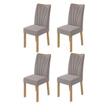 Cadeira para Mesa de Jantar Apogeu kit 04 Peças Veludo Liso Capuccino Amêndoa Clean Lopas