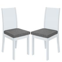 Cadeira para Mesa de Jantar Athenas kit 02 Peças Linho Cinza Branco Lopas