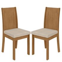 Cadeira para Mesa de Jantar Athenas kit 02 Peças Linho Rinzai Bege Amêndoa Clean Lopas