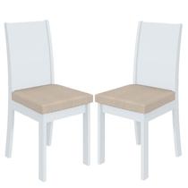 Cadeira para Mesa de Jantar Athenas kit 02 Peças Linho Rinzai Bege Branco Lopas