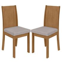 Cadeira para Mesa de Jantar Athenas kit 02 Peças Linho Rústico Amêndoa Clean Lopas
