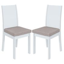 Cadeira para Mesa de Jantar Athenas kit 02 Peças Linho Rústico Branco Lopas