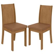 Cadeira para Mesa de Jantar Athenas kit 02 Peças material sintético Caramelo Amêndoa Clean Lopas