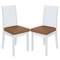 Cadeira para Mesa de Jantar Athenas kit 02 Peças material sintético Caramelo Branco Lopas