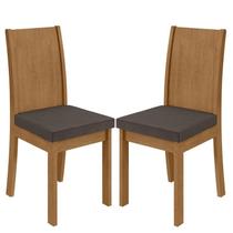 Cadeira para Mesa de Jantar Athenas kit 02 Peças Veludo Liso Marrom Amêndoa Clean Lopas
