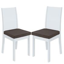 Cadeira para Mesa de Jantar Athenas kit 02 Peças Veludo Liso Marrom Branco Lopas