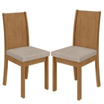 Cadeira para Mesa de Jantar Athenas kit 02 Peças Veludo Naturale Creme Amêndoa Clean Lopas