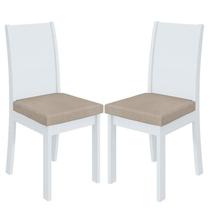 Cadeira para Mesa de Jantar Athenas kit 02 Peças Veludo Naturale Creme Branco Lopas