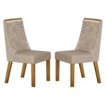 Cadeira para Mesa de Jantar Aurora Kit 2 Peças Linho Bege - Valdemóveis