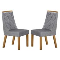 Cadeira para Mesa de Jantar Aurora Kit 2 Peças Linho Prata - Valdemóveis Cadeira para Mesa de Jantar Aurora Kit 2 Peças Linho Prata - Valdemóveis