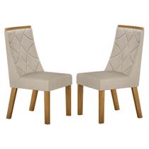 Cadeira para Mesa de Jantar Aurora Kit 2 Peças Veludo Bege - Valdemóveis Cadeira para Mesa de Jantar Aurora Kit 2 Peças Veludo Bege - Valdemóveis