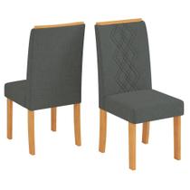 Cadeira Para Mesa de Jantar Ayla Kit 2 Peças Cedro Linho Granito - DJ Móveis