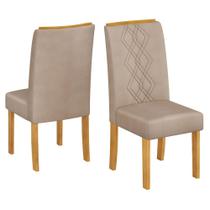 Cadeira Para Mesa de Jantar Ayla Kit 2 Peças Cedro Veludo Creme - DJ Móveis
