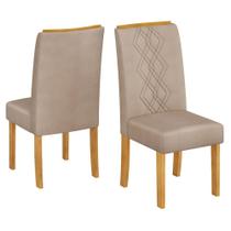 Cadeira Para Mesa de Jantar Ayla Kit 2 Peças Cedro Veludo Creme - DJ Móveis