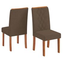 Cadeira Para Mesa de Jantar Ayla Kit 2 Peças Freijo Linho Canela - DJ Móveis