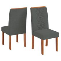 Cadeira Para Mesa de Jantar Ayla Kit 2 Peças Freijo Linho Granito - DJ Móveis