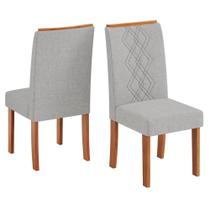 Cadeira Para Mesa de Jantar Ayla Kit 2 Peças Freijo Linho Neblina - DJ Móveis
