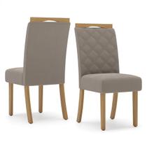 Cadeira Para Mesa De Jantar Bella Kit 02 Peças Nature Marrom Amêndoa - Henn