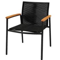 Cadeira para Mesa de Jantar de Alumínio Corda Náutica Braços de Madeira Cadeira para Mesa de Jantar de Alumínio Corda Náutica Braços de Madeira