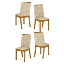Cadeira Para Mesa De Jantar Dina Kit 04 Peças Linho Henn