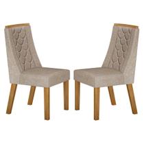 Cadeira para Mesa de Jantar Dora Kit 2 Peças Linho Bege - Valdemóveis Cadeira para Mesa de Jantar Dora Kit 2 Peças Linho Bege - Valdemóveis