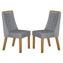 Cadeira para Mesa de Jantar Dora Kit 2 Peças Linho Prata - Valdemóveis