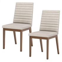 Cadeira para Mesa de Jantar Elena Kit 02 Peças Nature Linho Henn