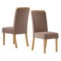 Cadeira Para Mesa De Jantar Ester Kit 02 Peças Marrom Amêndoa Henn