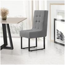 Cadeira Para Mesa De Jantar Estofada Confortável Luxo Premium Preta Bege Cinza Pés De Ferro