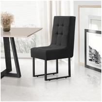 Cadeira Para Mesa De Jantar Estofada Confortável Luxo Premium Preta Bege Cinza Pés De Ferro