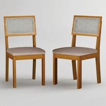Cadeira para Mesa de Jantar Flora MDF Kit 2 Peças Joli Palha - Leifer