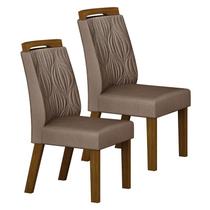 Cadeira para Mesa de Jantar Ilhéus MDF Kit 2 Peças Joli Camurça Leifer Móveis