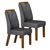 Cadeira para Mesa de Jantar Ilhéus MDF Kit 2 Peças Joli Chumbo Leifer Móveis