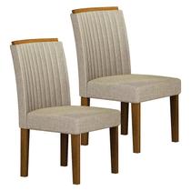 Cadeira para Mesa de Jantar Jade MDF Kit 2 Peças Freijó Linho Palha Leifer Móveis