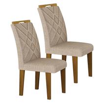 Cadeira para Mesa de Jantar Larissa New MDF Kit 2 Peças Freijó Linho Palha - Leifer Móveis